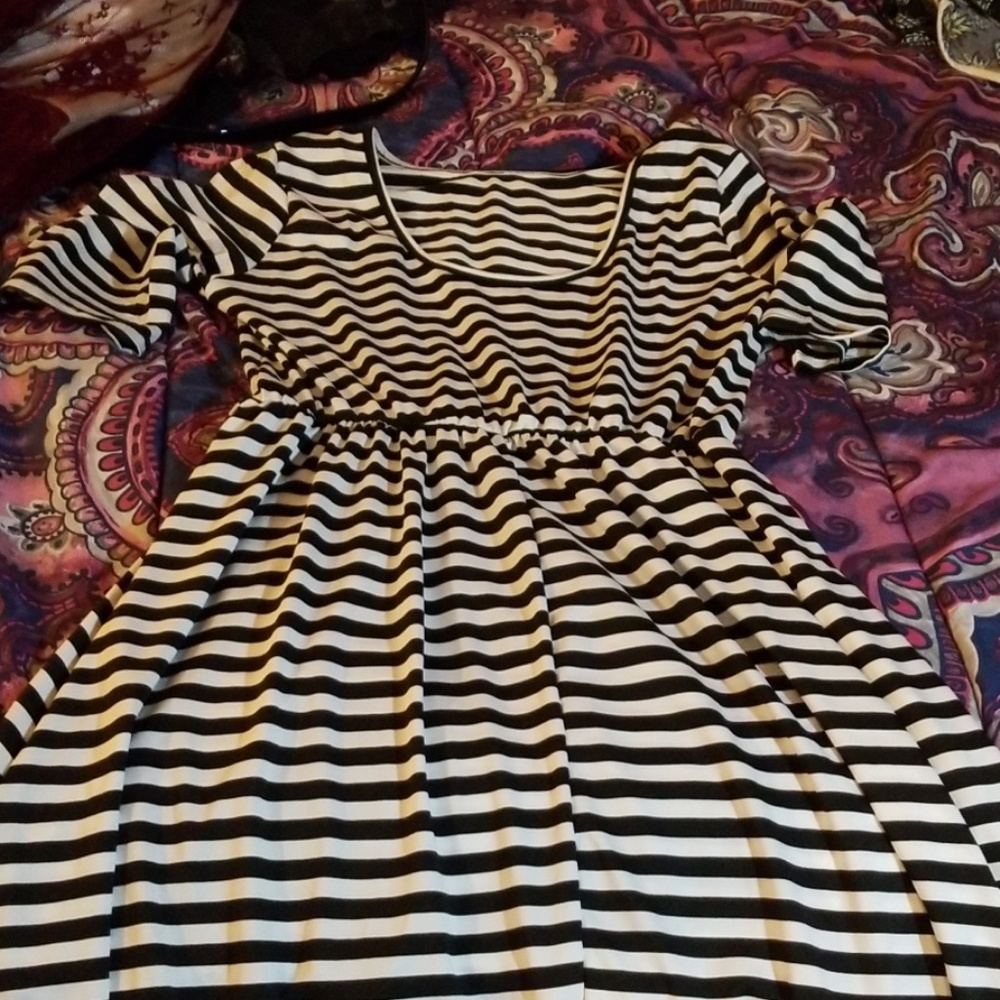 Stripe and floral high low dress